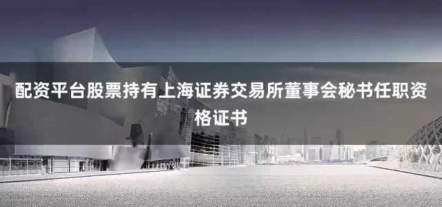 配资平台股票持有上海证券交易所董事会秘书任职资格证书